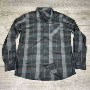 Travis Mathew Gray and Black Plaid Casual Button Down Shirt